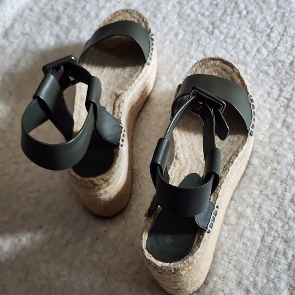 Vince Chunky platform leather espadrille color military green size 10M - Picture 5 of 10